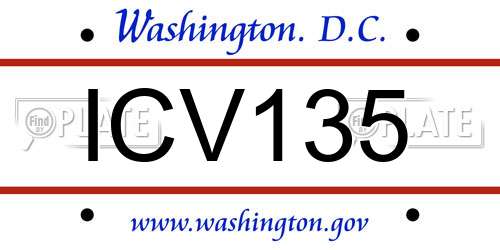 ICV135 District Of Columbia License Plate