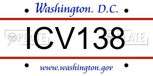 ICV138 District Of Columbia License Plate