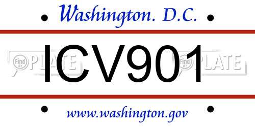 ICV901 District Of Columbia License Plate