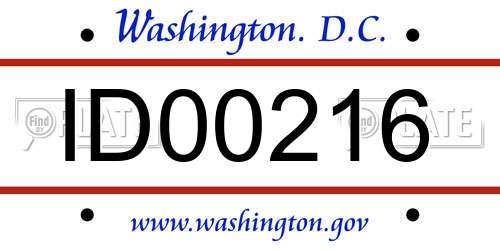 ID00216 District Of Columbia License Plate
