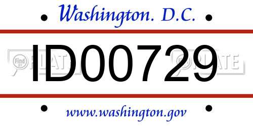 ID00729 District Of Columbia License Plate