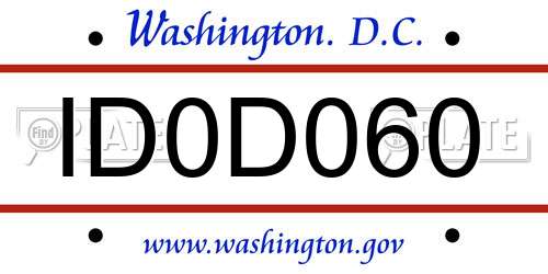 ID0D060 District Of Columbia License Plate