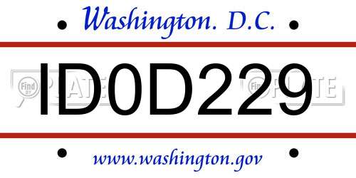 ID0D229 District Of Columbia License Plate