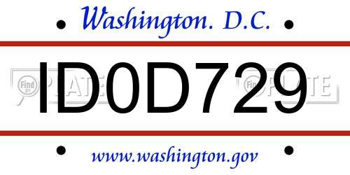 ID0D729 District Of Columbia License Plate