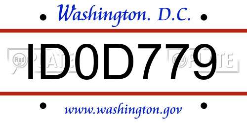 ID0D779 District Of Columbia License Plate