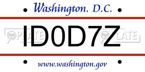 ID0D7Z District Of Columbia License Plate