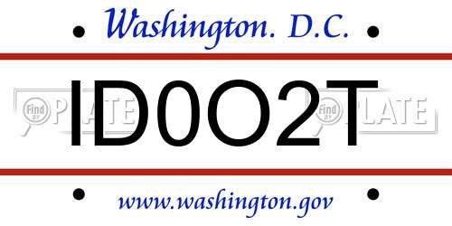 ID0O2T District Of Columbia License Plate