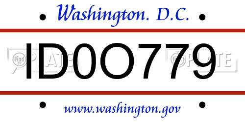 ID0O779 District Of Columbia License Plate