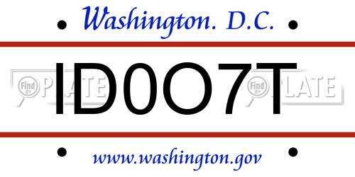 ID0O7T District Of Columbia License Plate