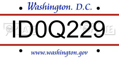 ID0Q229 District Of Columbia License Plate