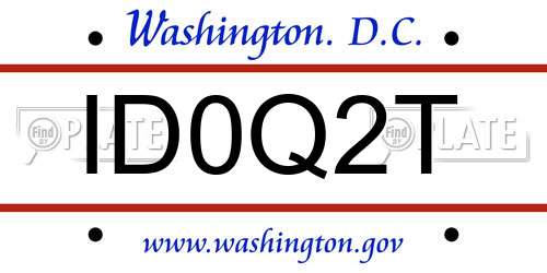 ID0Q2T District Of Columbia License Plate