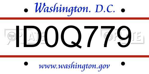ID0Q779 District Of Columbia License Plate
