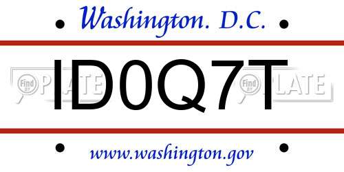 ID0Q7T District Of Columbia License Plate