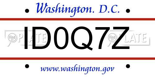 ID0Q7Z District Of Columbia License Plate