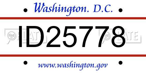 ID25778 District Of Columbia License Plate