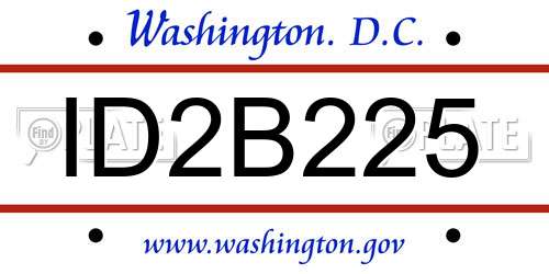 ID2B225 District Of Columbia License Plate