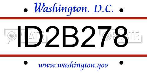 ID2B278 District Of Columbia License Plate
