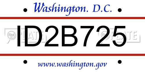 ID2B725 District Of Columbia License Plate