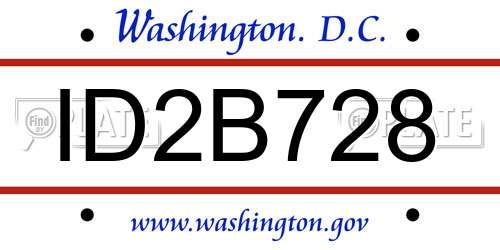 ID2B728 District Of Columbia License Plate