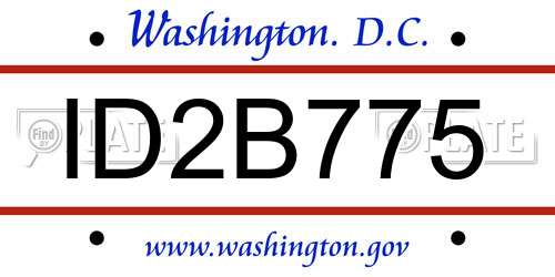 ID2B775 District Of Columbia License Plate