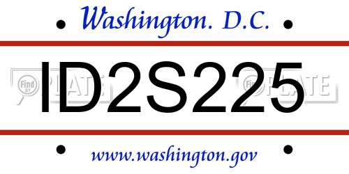 ID2S225 District Of Columbia License Plate