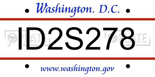 ID2S278 District Of Columbia License Plate