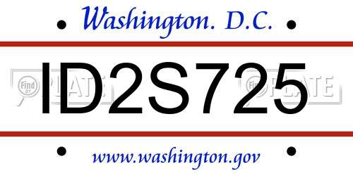 ID2S725 District Of Columbia License Plate