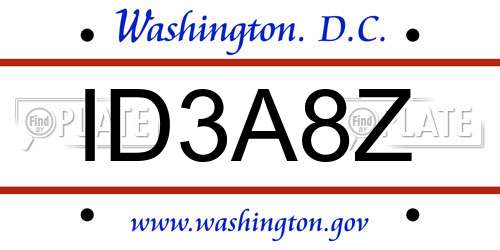 ID3A8Z District Of Columbia License Plate