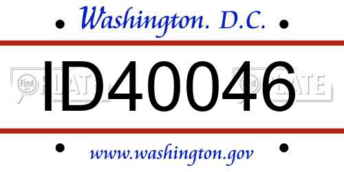 ID40046 District Of Columbia License Plate