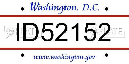 ID52152 District Of Columbia License Plate