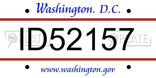 ID52157 District Of Columbia License Plate
