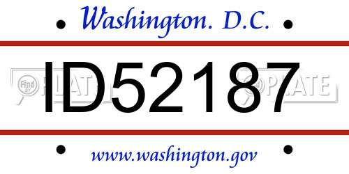ID52187 District Of Columbia License Plate