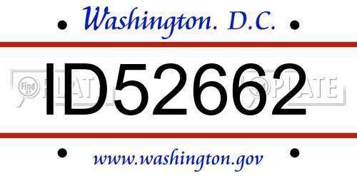ID52662 District Of Columbia License Plate