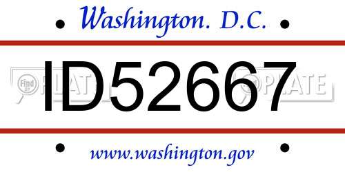 ID52667 District Of Columbia License Plate