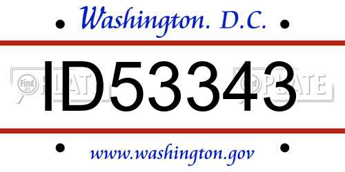 ID53343 District Of Columbia License Plate