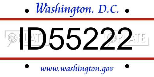 ID55222 District Of Columbia License Plate