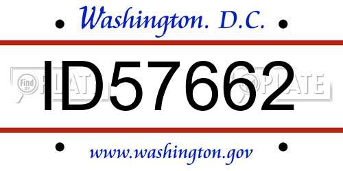 ID57662 District Of Columbia License Plate