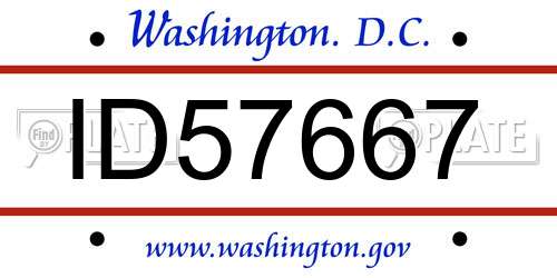 ID57667 District Of Columbia License Plate