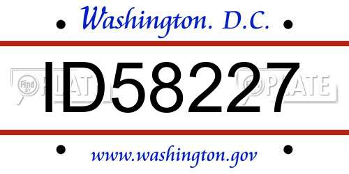 ID58227 District Of Columbia License Plate