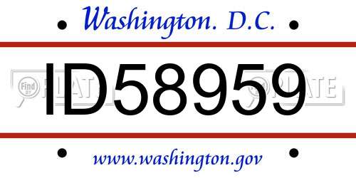 ID58959 District Of Columbia License Plate