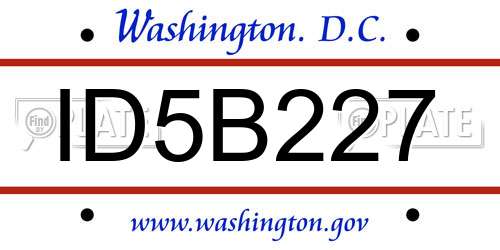 ID5B227 District Of Columbia License Plate