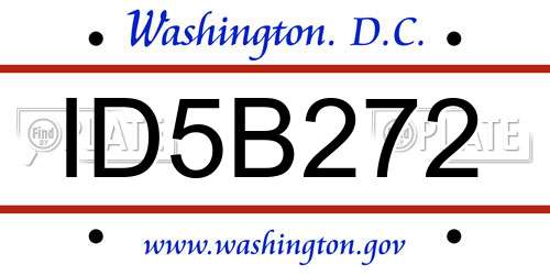 ID5B272 District Of Columbia License Plate
