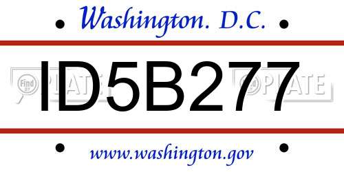 ID5B277 District Of Columbia License Plate