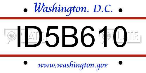 ID5B610 District Of Columbia License Plate