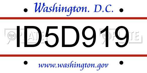 ID5D919 District Of Columbia License Plate