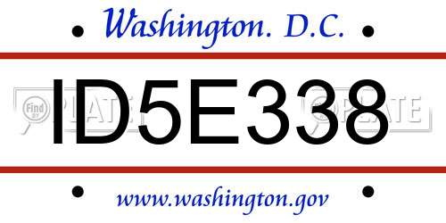 ID5E338 District Of Columbia License Plate