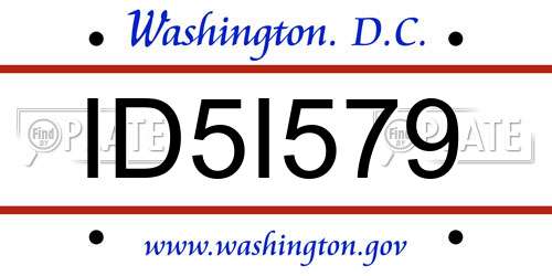ID5I579 District Of Columbia License Plate