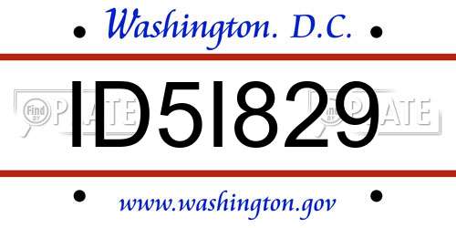 ID5I829 District Of Columbia License Plate