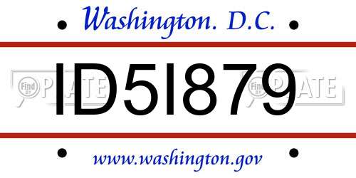 ID5I879 District Of Columbia License Plate