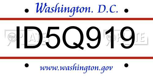 ID5Q919 District Of Columbia License Plate